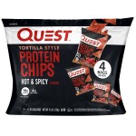 Quest Nutrition Tortilla Style Protein Chips, Hot & Spicy, 19g of Protein, 4g Net Carbs, High Protein, Gluten Free, 1.1 Ounce, 4 count