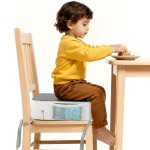 Booster Seat for Kitchen Chair, 3.8 Toddler Booster Seats for Dining Table with Ties, PU Dining Chair Pads with Side Pockets, Non-Slip & Removable Booster Seat for Table Increasing Cushion (Grey)