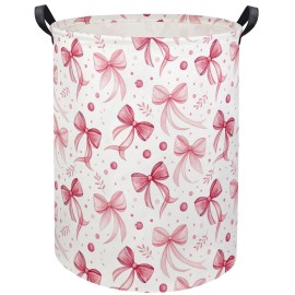 HIYAGON Butterfly Baby Laundry Basket Baby Hamper for Nursery Girl Kids Butterfly Hamper Cute Kids Toys Storage Bin Organizer Butterfly Room Decor for Home(Pink Bowknot)