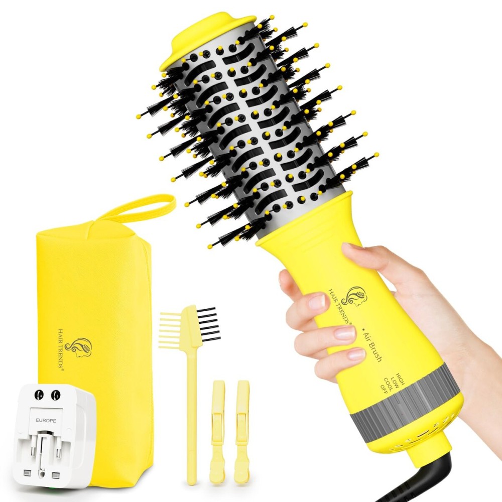 Auto Dual Voltage Hair Dryer Brush with European Travel Plug, Compact 2 Inch Oval Barrel One Step Hair Dryer & Styler Volumizer, Europe Travel Essentials for Women