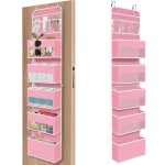 SpaceHacks 6-Tier Over The Door Organizer Hanging Storage Organizers with Clear Window 40lb Large Capacity Room Organizer for Pantry Bathroom Nursery Closet(Pink)