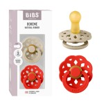 BIBS Boheme Pacifier 2-Pack. BPA Free, Round Nipple. Natural Rubber Latex, Made in Denmark, Size 2 (6-18 Months) - Vanilla/Candy Apple