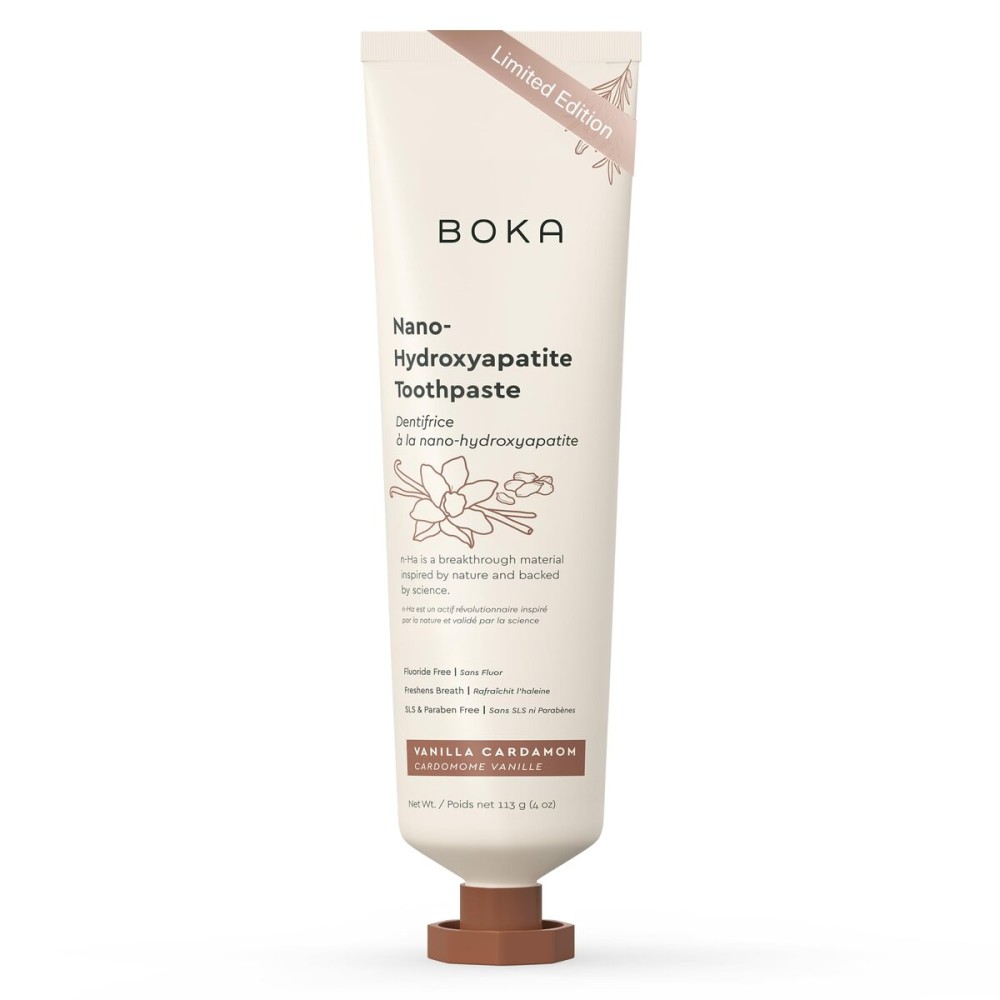 Boka Fluoride Free Toothpaste, Nano Hydroxyapatite Toothpaste, Appropriate for Sensitive Teeth - for Adult, Kids Oral Care - Vanilla Cardamom Flavor, 4 Fl Oz 1Pk US Manufactured