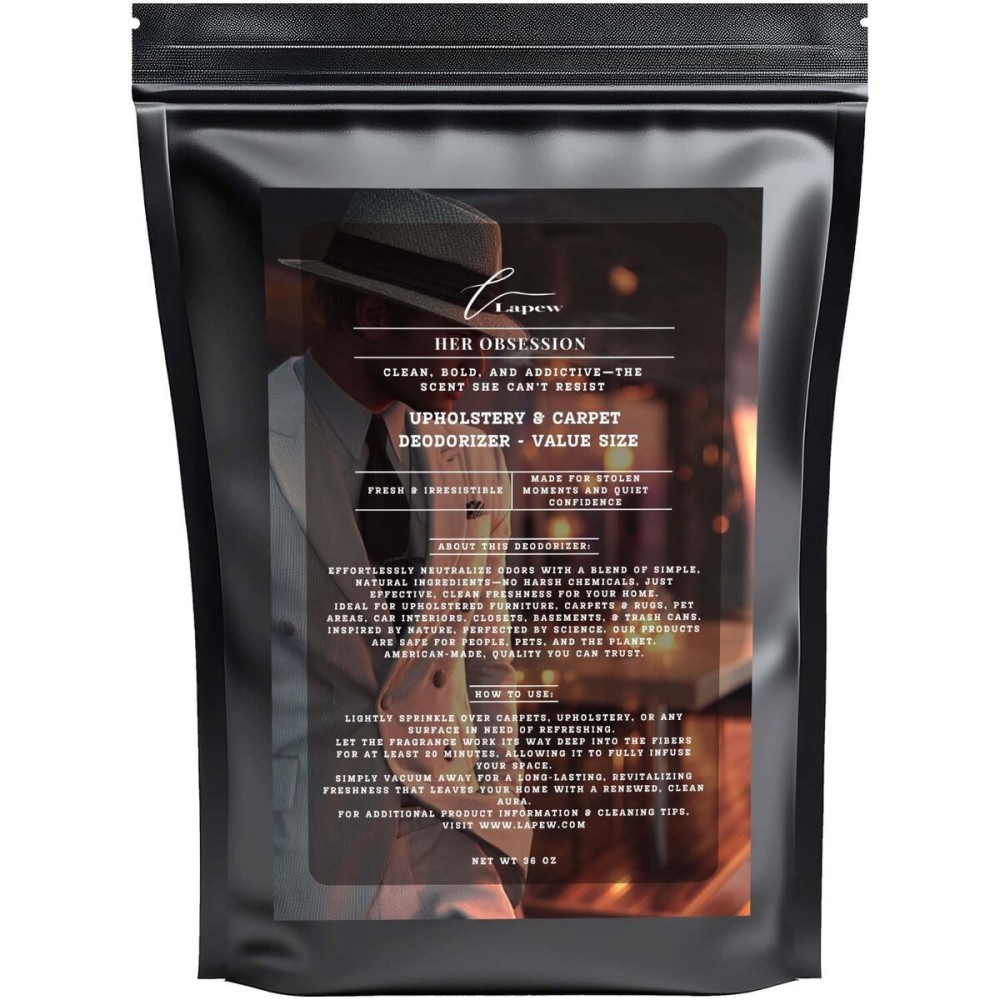 Lapew Her Obsession Carpet Freshener Powder Refill 36 oz | Powerful Odor Eliminator for Home | Upholstery Deodorizer | Carpet Deodorizer | Pet Urine | Cat Litter Box