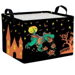 ASKETAM Halloween Basket Gift Cute Pumpkin Ghost Parties Decor Kid Trick or Treat Basket for Boys and Girls Rectangular Storage Bin Box (Dinosaur)