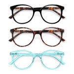 IBOANN Chic & Comfy Blue Light Glasses for Women - 3-Pack Round Frames, Screen-Ready Style with UV Protection Coating