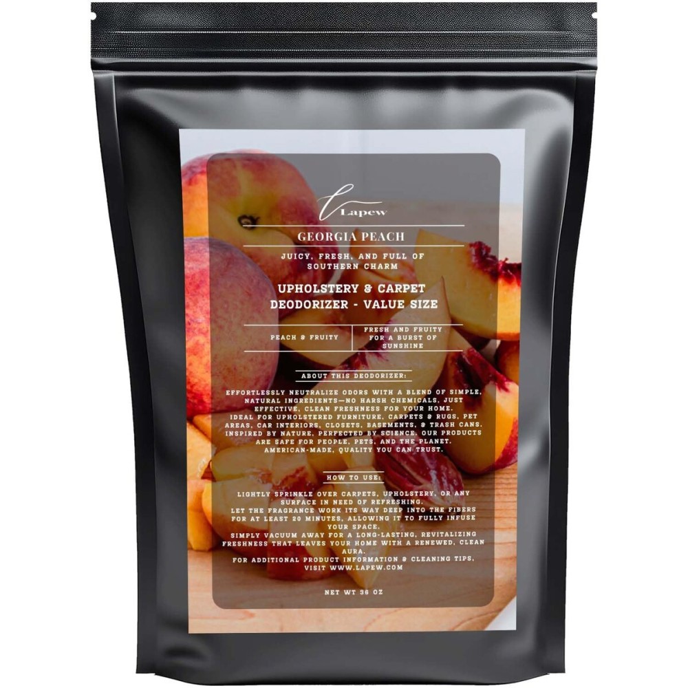 Lapew Georgia Peach Carpet Freshener Powder Refill 36 oz | Powerful Odor Eliminator for Home | Upholstery Deodorizer | Carpet Deodorizer | Pet Urine | Cat Litter Box