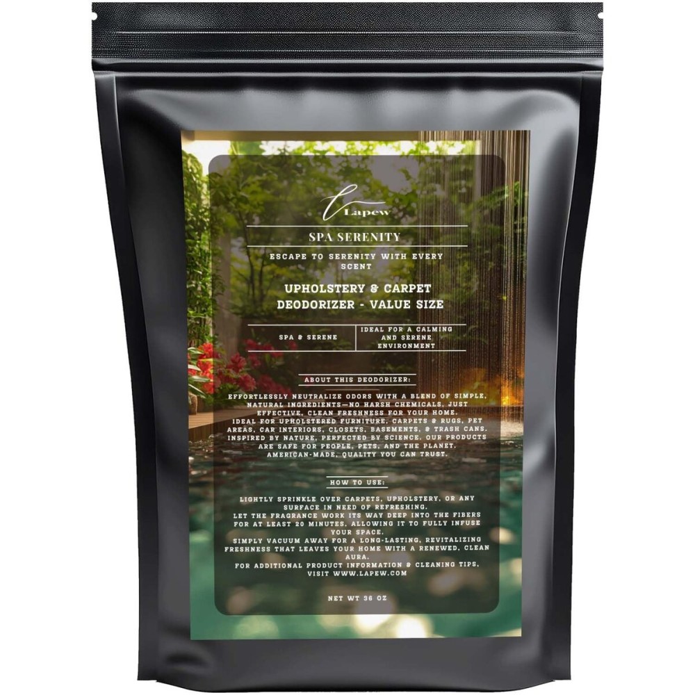 Lapew Spa Serenity Carpet Freshener Powder Refill 36 oz | Powerful Odor Eliminator for Home | Upholstery Deodorizer | Carpet Deodorizer | Pet Urine | Cat Litter Box
