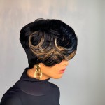 PangDongLai Women\'S Brazilian Virgin Human Hair Pixie Cut Wig 1B/30/613 Color 150% Density No Lace Full Machine Made Wig Short Layered Pixie Cut Human Hair Wigs for Daily Use