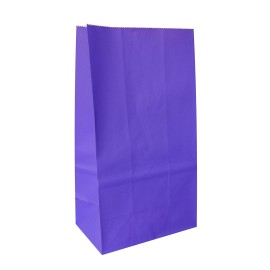 Partay Shenanigans Party Favor Bags - 50 Pack Kraft Paper Goodie Gift Lunch Bags and Party Supplies for Theme Kids Birthday, Easter, Baby Shower, July 4th, Halloween - 5x3x9 (Purple)