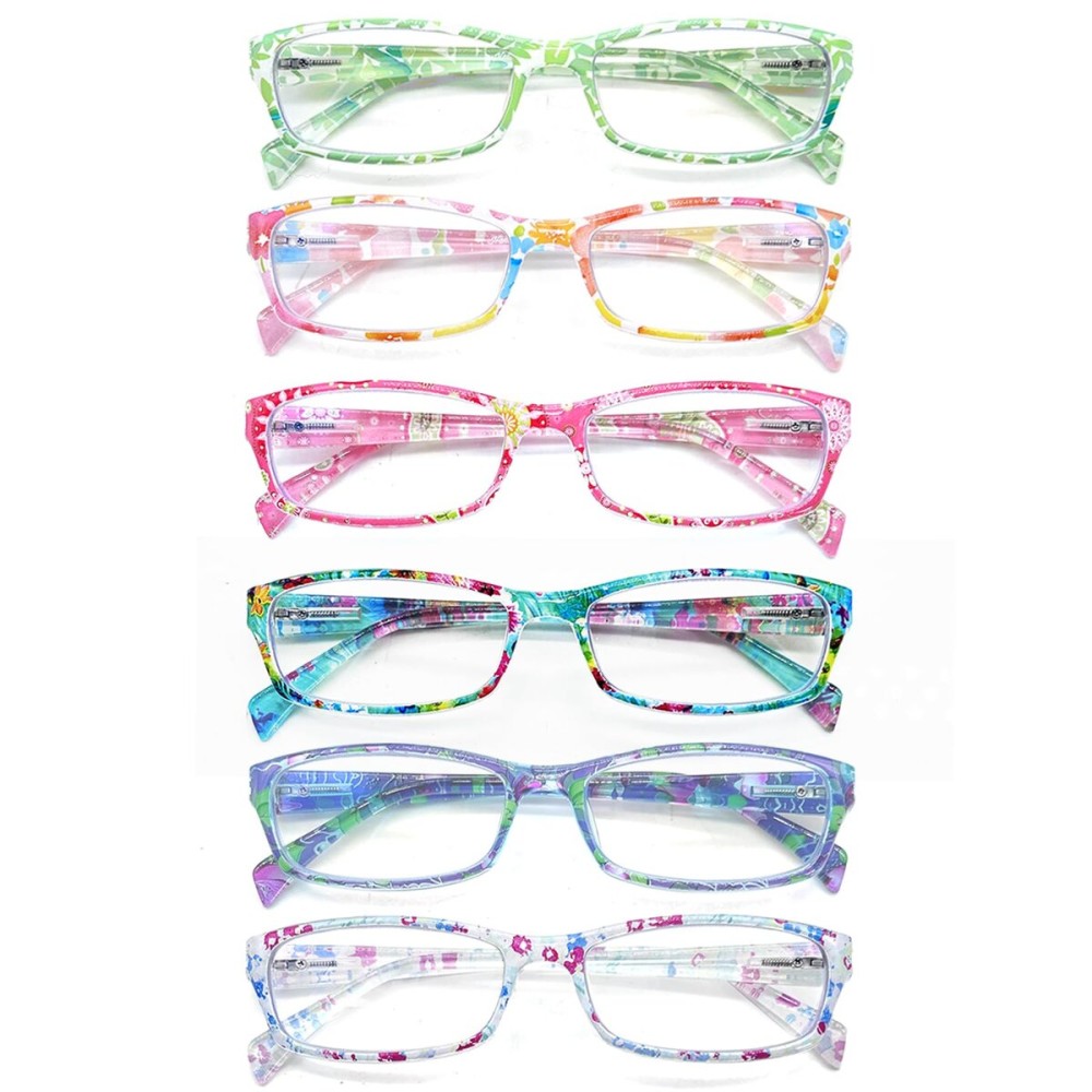 Henotin 6-Pack Reading Glasses Blue Light Blocking Anti Eyestrain Computer Reading Glasses for Women and Men Readers (Mix Color-D, 1.75, Diopters)
