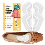 ZUCNANA Arch Support Inserts for Women Flat Feet (2 Pairs Clear), Soft Gel Arch Support Insoles for Plantar Fasciitis, Reusable Arch Pads for Foot Pain Relief, One Size Fits Any