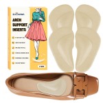ZUCNANA Arch Support Inserts for Women Flat Feet (2 Pairs Beige), Soft Gel Arch Support Insoles for Plantar Fasciitis, Reusable Arch Pads for Foot Pain Relief, One Size Fits Any