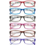 Henotin 6-Pack Reading Glasses Blue Light Blocking Anti Eyestrain Computer Reading Glasses for Women and Men Readers (Mix Color-A, 2.00, Diopters)