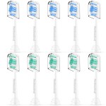 Jiuzhoudeal Replacement Toothbrush Heads Compatible with Philips Sonicare, Brush Heads for Sonicare C2 Plaque Control Protective Clean 4100 5100 6100 Electric Toothbrush White&Blue, 10-Pack