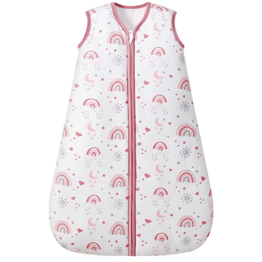 FIEMOL Baby Sleep Sack 6-12 Months, 2.5 TOG Cotton Winter Baby Wearable Blanket with 2-Way Zipper, Warm Soft Sleeping Bag for Newborn Infant Boy Girl, Medium Rainbow