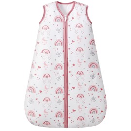 FIEMOL Baby Sleep Sack 6-12 Months, 2.5 TOG Cotton Winter Baby Wearable Blanket with 2-Way Zipper, Warm Soft Sleeping Bag for Newborn Infant Boy Girl, Medium Rainbow