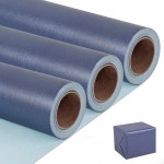 NESCCI Dark Blue Matte Wrapping Paper,Solid Color Pearly-Lustre Paper-3 Roll,17 Inches X 32.8 Feet Per roll.Gift Wrapping Paper,Perfect for Wedding,Valentine\'s Day,Birthday, Christmas,Baby Shower