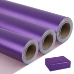NESCCI Deep Purple Matte Wrapping Paper,Solid Color Pearly-Lustre Paper-3 Roll,17 Inches X 32.8 Feet Per roll.Gift Wrapping Paper,Perfect for Wedding,Valentine\'s Day,Birthday, Christmas,Baby Shower
