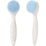 Beomeen 2 Pack Silicone Face Scrubber Exfoliating Brush, Manual Handheld Facial Cleansing Brush Blackhead Scrubber, Soft Bristles Waterproof for Face Skincare (Round-Blue Head)