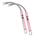 Flame bird 2 Pack Electric Candle Lighter Flameless Arc Windproof Flexible Long Neck USB Rechargeable Lighter for BBQ Grill Fireworks Camping.(Rose Gold)