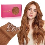 WENNALIFE Clip in Hair Extensions Real Human Hair, 16 Inch 120g 7pcs Cinnamon Terra Copper Remy Hair Straight Natural Extensiones De Cabello Humano Con Clip Ins