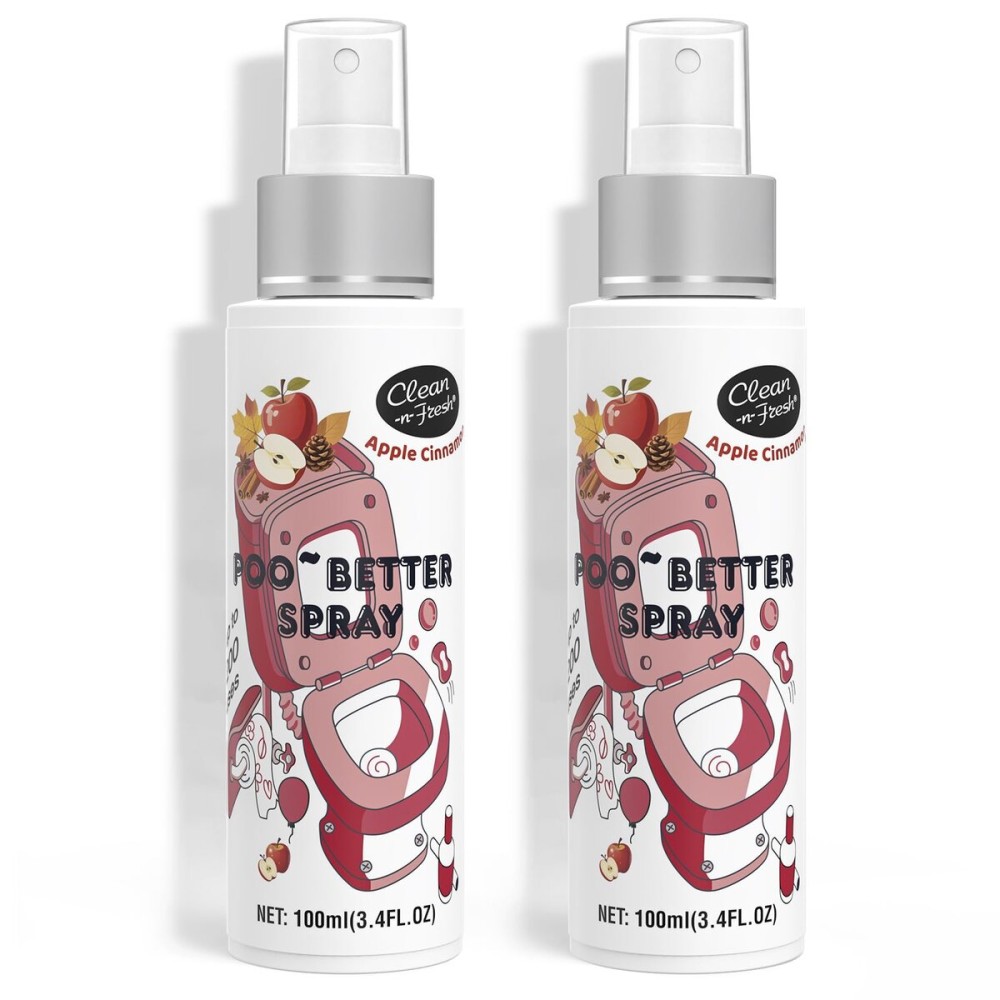 Clean-n-Fresh Toilet Spray, Apple Cinnamon, 6.8 Fl.Oz, Up to 400+ Uses, Air Freshener Spray, Toilet Bathroom Odor Deodorizer, Cinnamon, Apple & Pine Scent