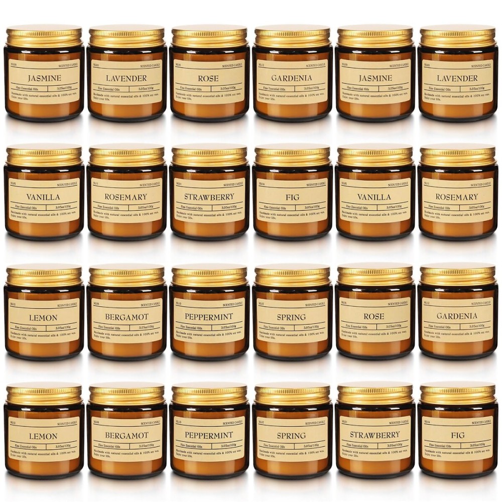 Christmas Scented Candle Set 24 Pack, Candle for Home Scented, Odor Eliminating, Stress Relief, Long Lasting Soy Wax Gift Set