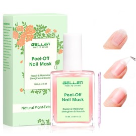 Gellen Peelable Nail Strengthener Mask, Air Dry Peel-Off Nail Mask for Nail Strengthener and Growth, Nail Repair Masque for Damaged Weak Thin Nails, Natural Nail Treatment, Rose Scent