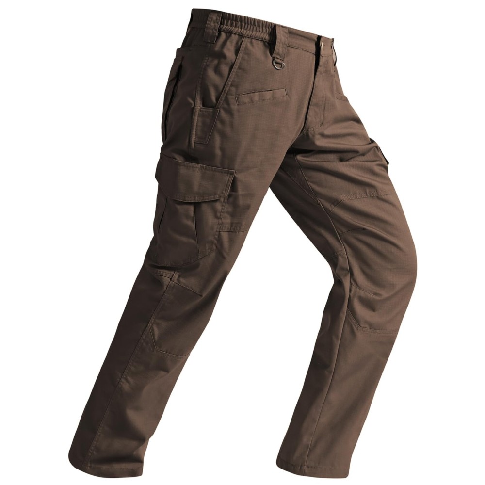 SPOSULEI Cargo Pants for Mens Outdoor Light Weight Work Hiking Pants Breathable Stretch Relaxed Fit Comfy Summer Utility Tactical Fishing Pants with Elastic Waistband Brown 36Wx30L