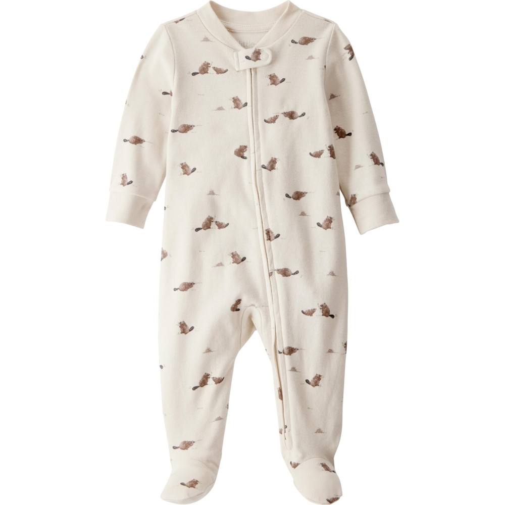 little planet by carter\'s Neutral Sleep and Play made with Organic Cotton, Beavers, 3M