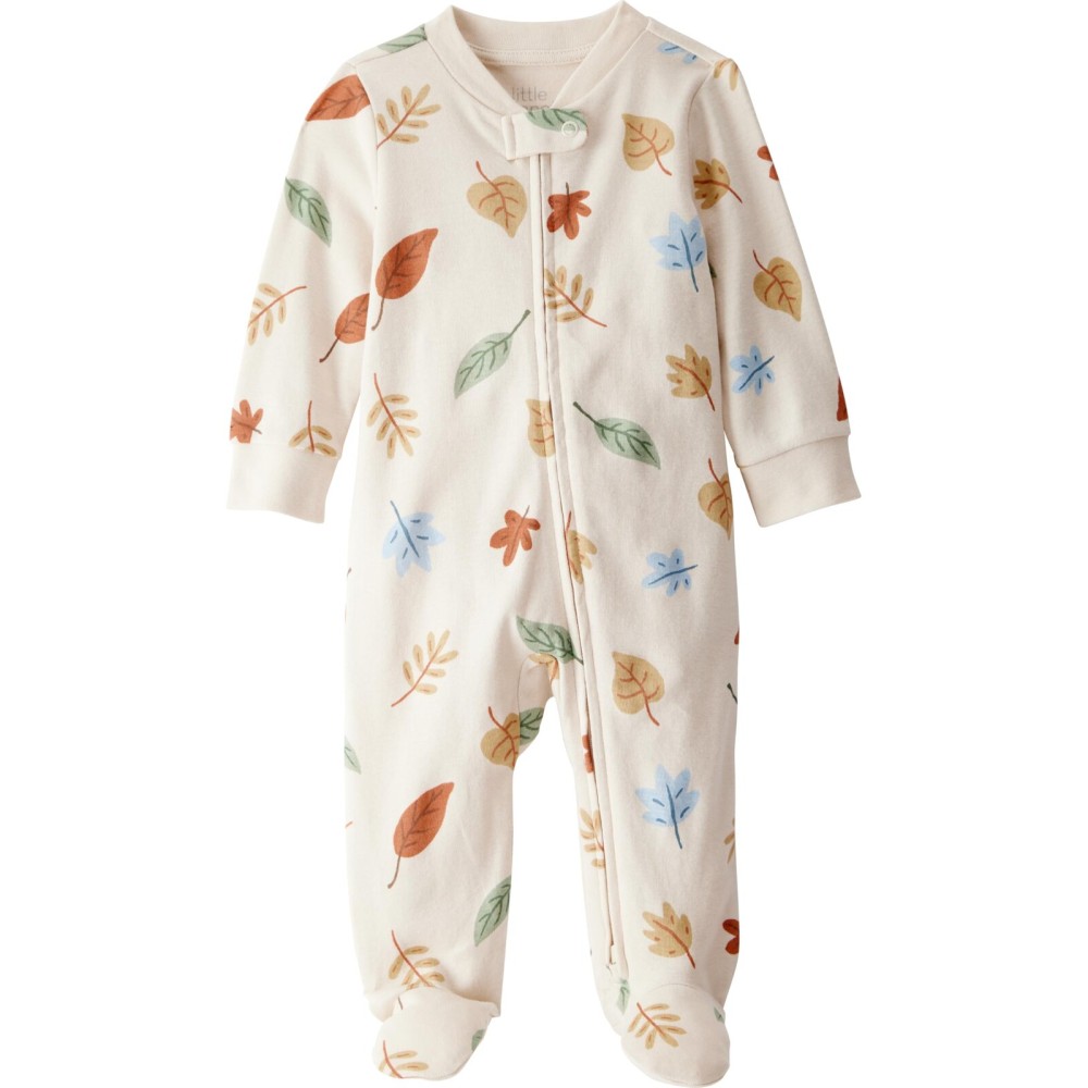 little planet by carter\'s Neutral Sleep and Play made with Organic Cotton, Multi Leaf, NB