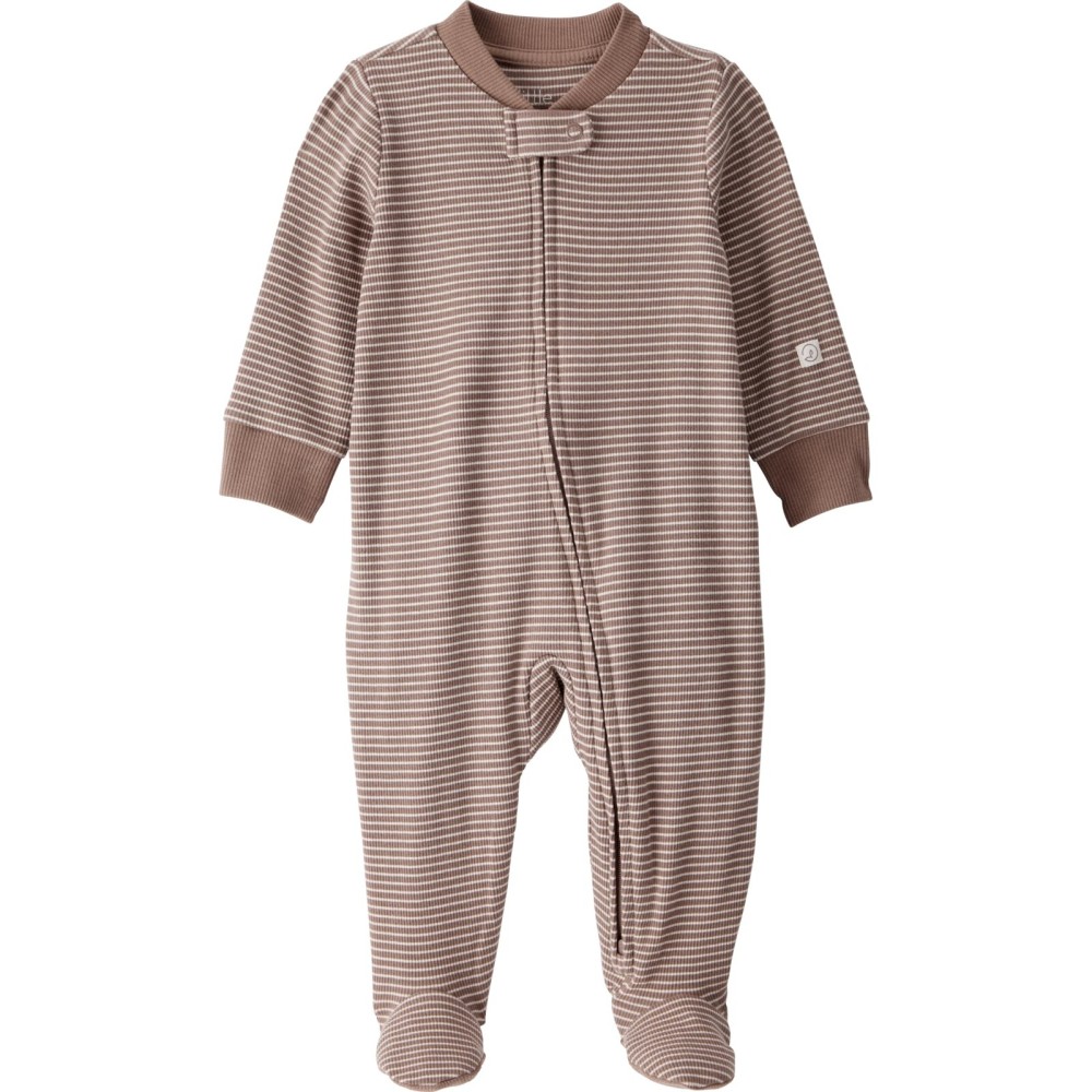 little planet by carter\'s Neutral Sleep and Play made with Organic Cotton, Brown Stripe, 6M