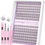 Geeneiya Natural Lash Clusters Kit Invisible Eyelash Clusters 11-13mm Lash Extension Kit C Curvature Eyelash Extension 168Pcs Individual Lashes with Lash Bond and Seal, DIY at Home for Beginners
