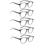 NORPERWIS 5 Pairs Reading Glasses - Standard Fit Spring Hinge Readers Glasses for Men and Women (5 Pack Black-2, 0.50)