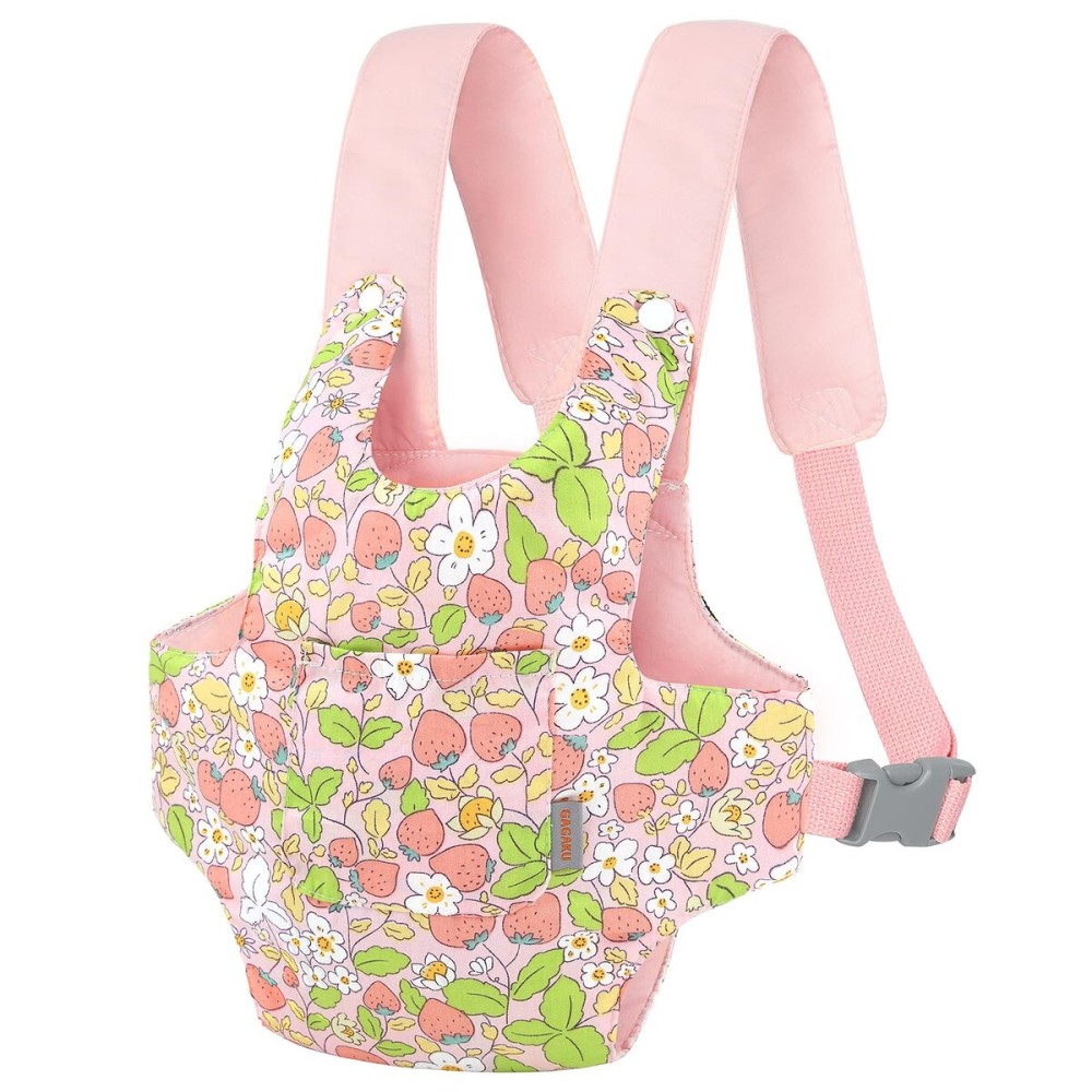 GAGAKU Baby Doll Carrier for Kids, Reborn Dolls Carrier Accessories for Girls & Toddlers, Baby Dolls Sling Carrier with Adjustable Straps - Pink Strawberry