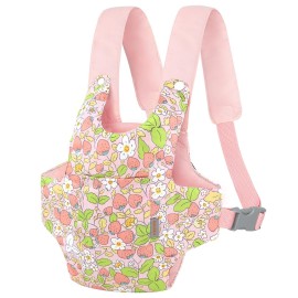 GAGAKU Baby Doll Carrier for Kids, Reborn Dolls Carrier Accessories for Girls & Toddlers, Baby Dolls Sling Carrier with Adjustable Straps - Pink Strawberry