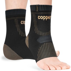 JIUFENTIAN Copper Ankle Brace for Achilles Tendonitis Women and Men (2 pack) - Breathable Ankle Support Brace for Sprained, Sprain,Sports Injury Recovery,Copper Infused- Foot Pain Relief (Large)
