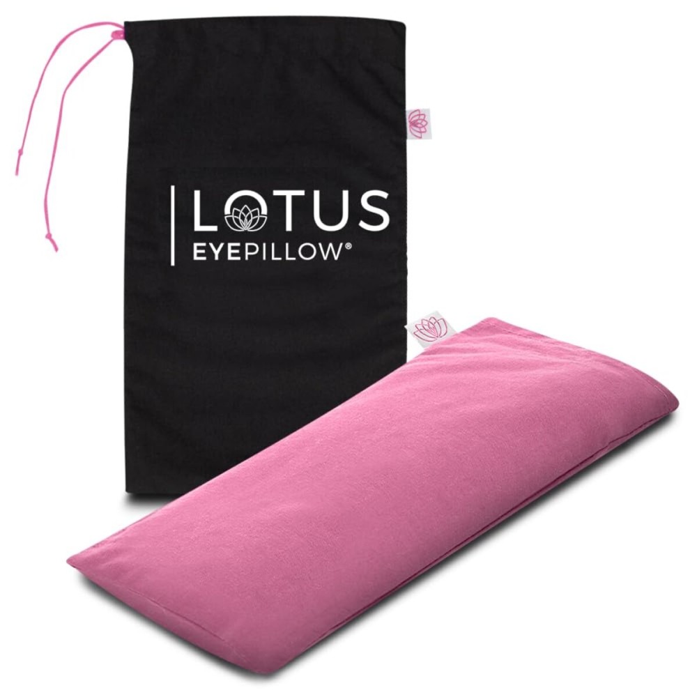 Lotus Weighted Lavender Eye Pillow - Pink Eye Mask for Sleep & Meditation - Aromatherapy Yoga Pillow with Flaxseed - Hot or Cold Compress for Headache & Eye Relief
