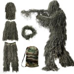 DoCred 5 in 1 Ghillie Suit, 3D Camouflage Hunting Apparel w/Jacket, Pants, Hood, Carry Bag for Adults/Youth, S/M/L/XL/XXL