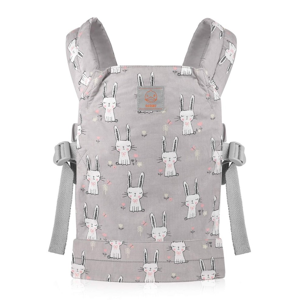 GAGAKU Baby Doll Carrier for Little Girls, Kids Toy Baby Carrier Accessories for Reborn Baby Dolls - Gray - Rabbit
