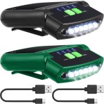 Mudder 2 Pieces LED Clip on Cap Lights USB Rechargeable Cap Flashlight Clip Waterproof Ultra Bright Hat Flashlight Headlamp for Fishing Camping Hand Work (Black,Green)