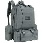 CVLIFE Tactical Backpack Military Army Rucksack 60L Large Assault Pack Detachable Molle Bag, Grey