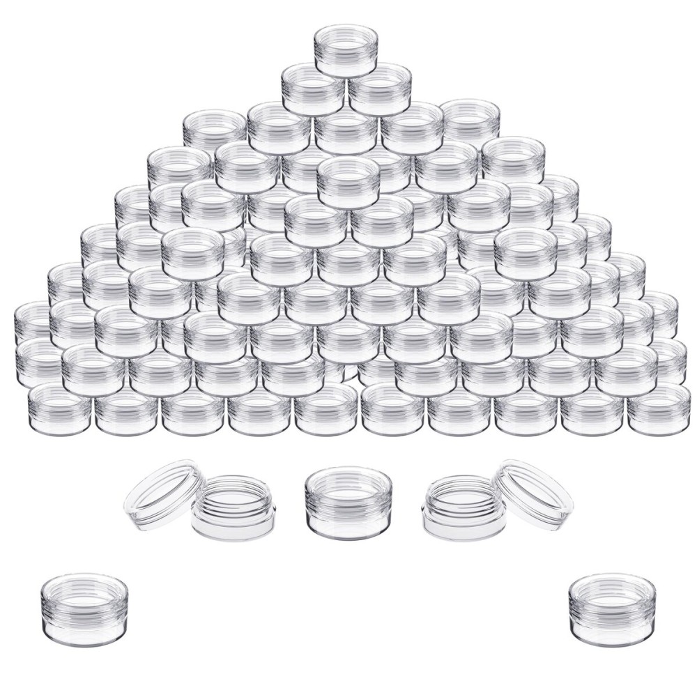 Houseables Sample Containers, Sample Jars, Lip Balm Containers, Mini Jars with Lids, Small, Empty, Makeup, Powder, Gloss, Cosmetic, Tiny, Dab, Wax, Scrub, Little, Travel, Clear Plastic, 3 Gram, 200 PK
