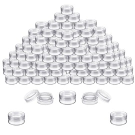 Houseables Sample Containers, Sample Jars, Lip Balm Containers, Mini Jars with Lids, Small, Empty, Makeup, Powder, Gloss, Cosmetic, Tiny, Dab, Wax, Scrub, Little, Travel, Clear Plastic, 3 Gram, 200 PK