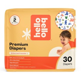 Hello Bello Premium Diapers Size 2 (10-16 lbs), Happy Camper Designs, 30ct Jumbo Pack