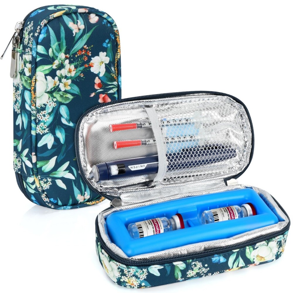 YOUSHARES Insulin Vials Cooler Travel Case - TSA Approved Diabetic Medication Vial Cooling Bag with Protective Ice Brick, Refrigerated Diabetes Supplies Organizer, Small Bottle Carrying Storage
