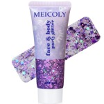 MEICOLY Purple Hair Glitter Kids Makeup,Halloween Sparkly Face Glitter,Mermaid Sequins Face Body Glitter,Chunky Glitter for Festival Rave Accessories Costume Outfits for Women,50ml