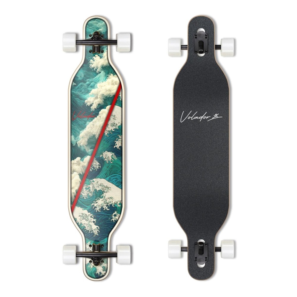 VOLADOR Urban Freeride Pro Longboard| Adaptive Cruiser 42inch| North America Maple| Camber Concave Drop Through Longboard Complete| Setup for Urban Commuting(Emerald Sea)