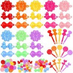 Janinka 72 Pcs Self-Hinge Plastic Hair Clips: 80s 90s Cartoon Colorful Cute Barrettes and Pins for Toddler Girls (Classic,Vibrant Color)